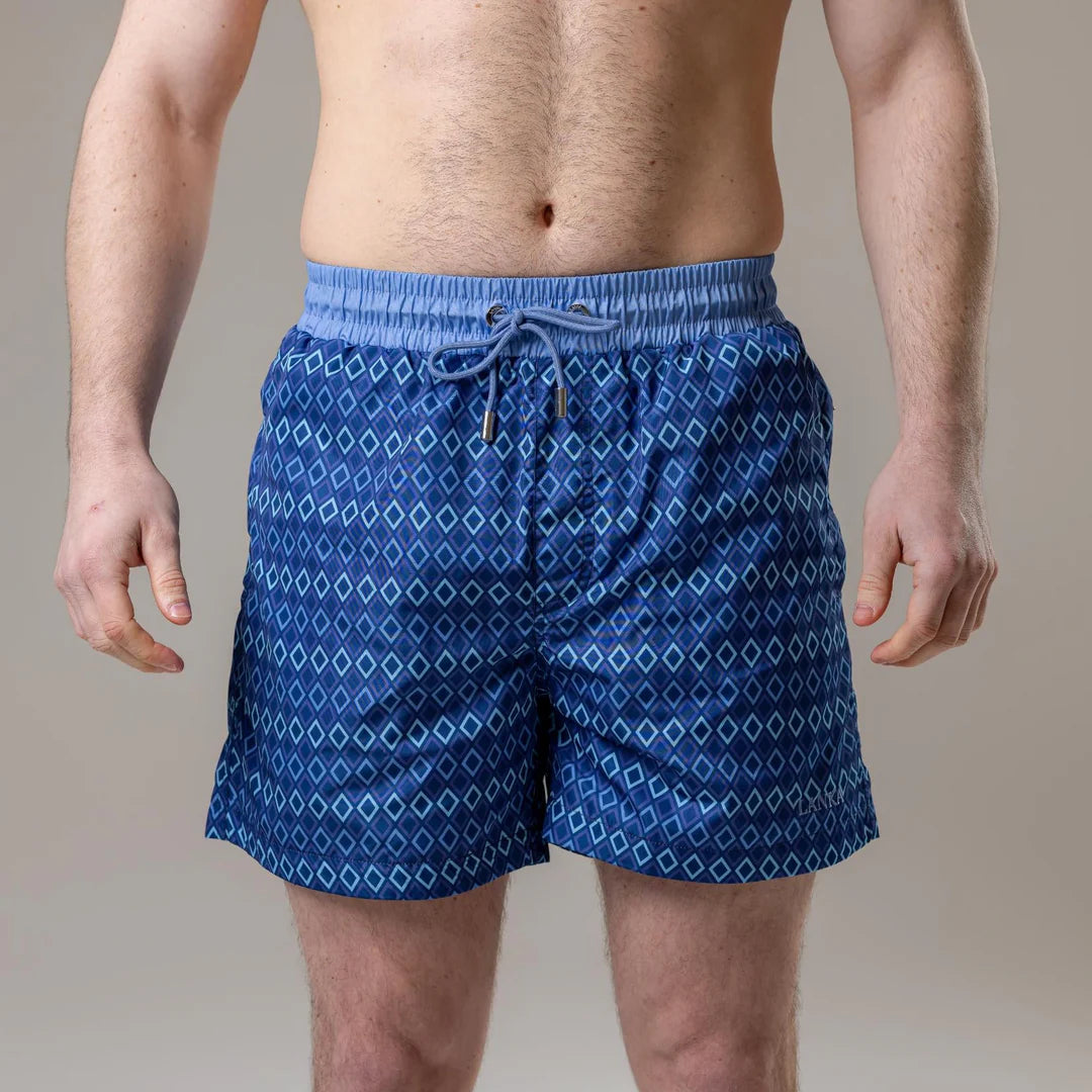 Lanka Navy Diamond Swim Shorts - Sky